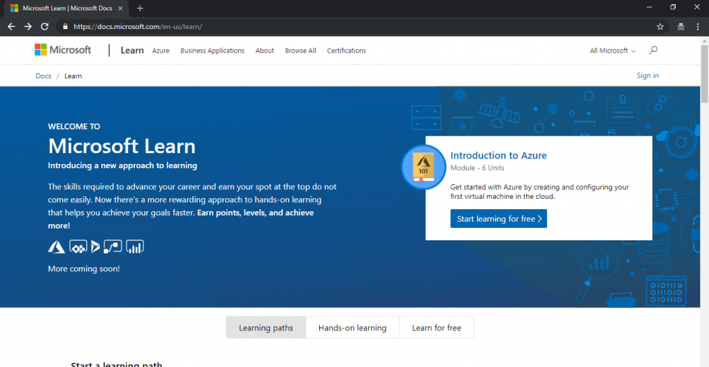 Microsoft learning hot sale portal